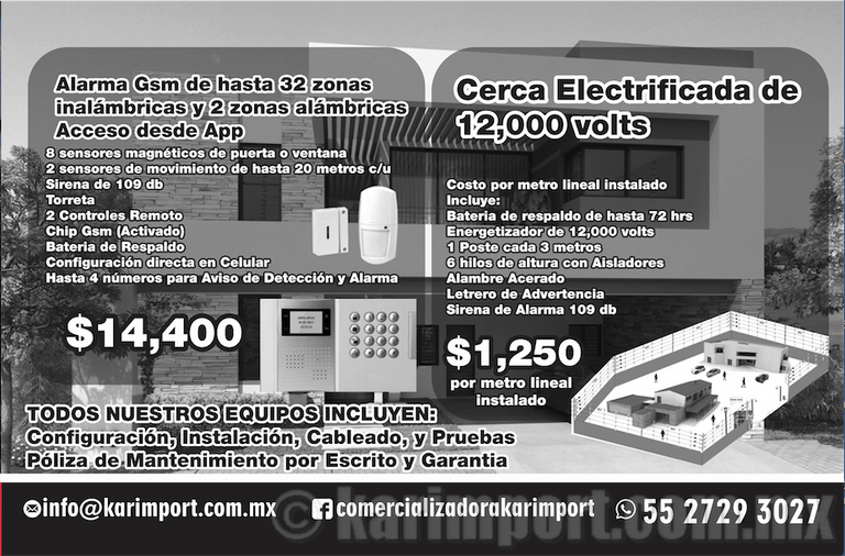 ALARMA GSM, CERCA ELECTRIFICADA, cctv sistemas de seguridad cctv www.karimport.com.mx
